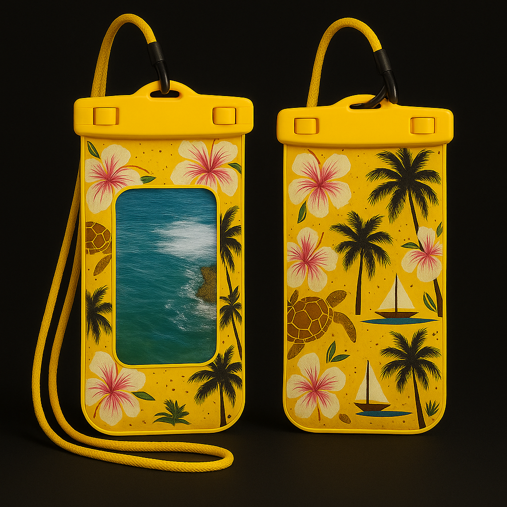 Luxury waterproof phone pouch by clear case with black seal”